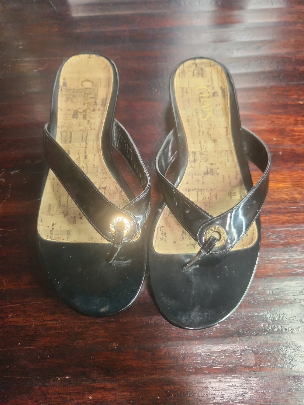 Chaps Women's Thong Sandals - Cork Insole Sz 9